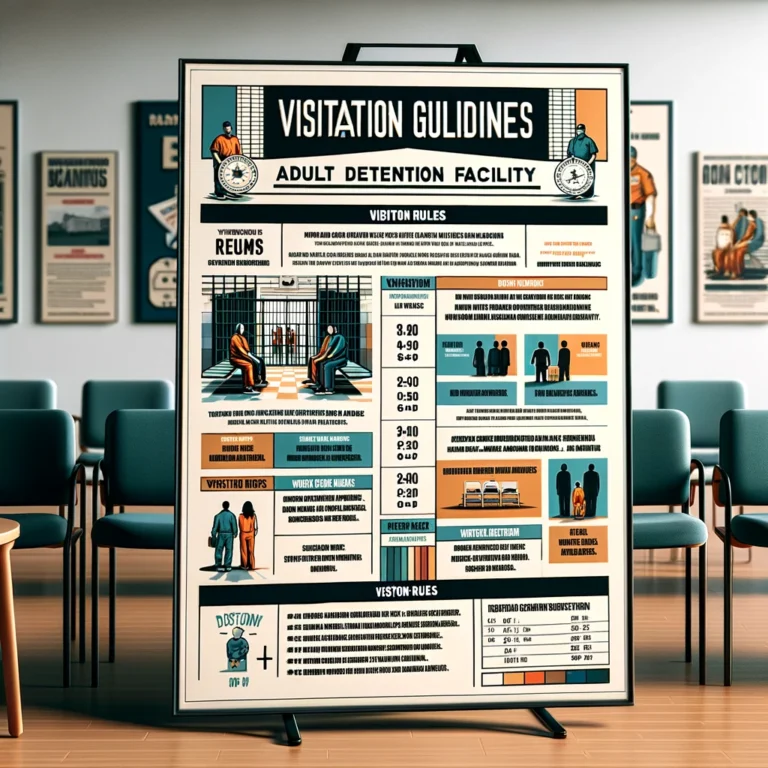 Digital illustration of a poster with visitation guidelines at the Mariposa County Adult Detention Facility.