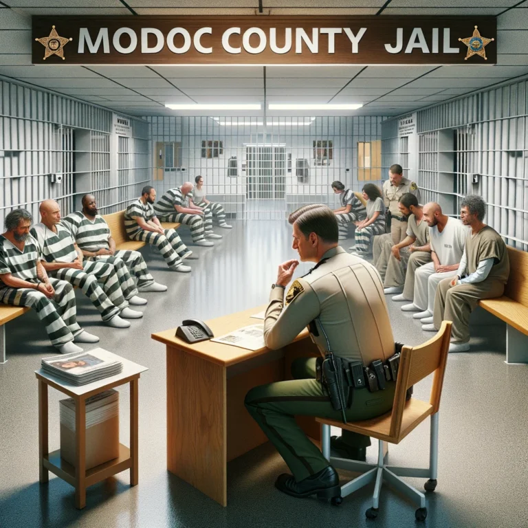 Inmates and their families during a visitation session at Modoc County Jail, with the sheriff ensuring a controlled but compassionate environment.