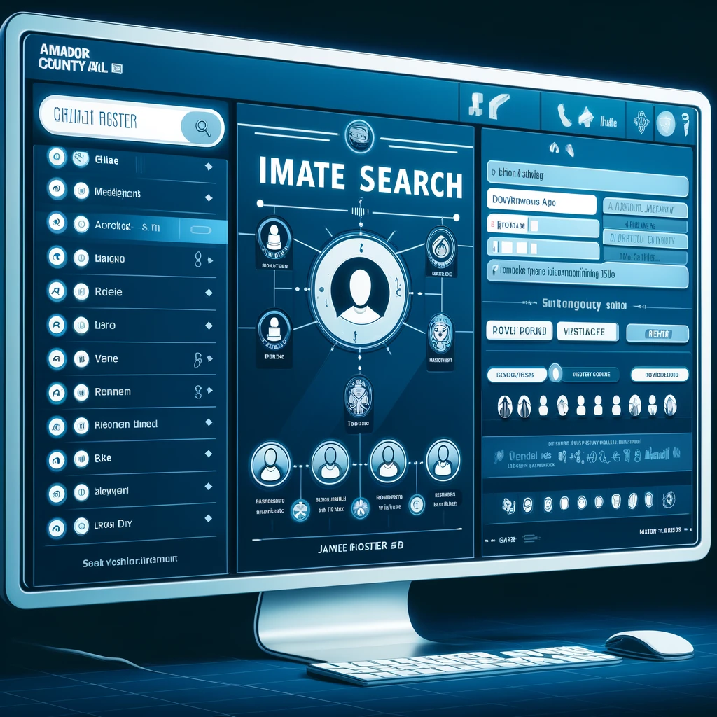  Modern computer interface for an inmate search and jail roster system specifically designed for Amador County Jail. 