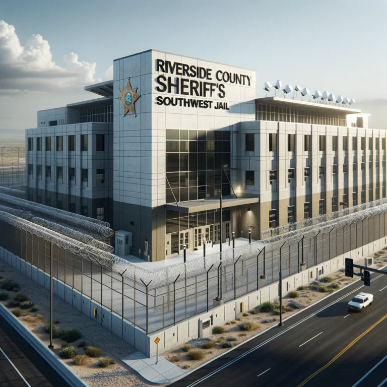 Modern exterior of Riverside County Sheriff's Southwest Jail with high-security features.