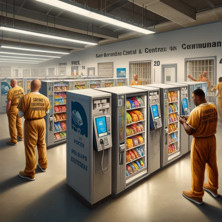 Inmates access commissary items and communication facilities within the detention center.