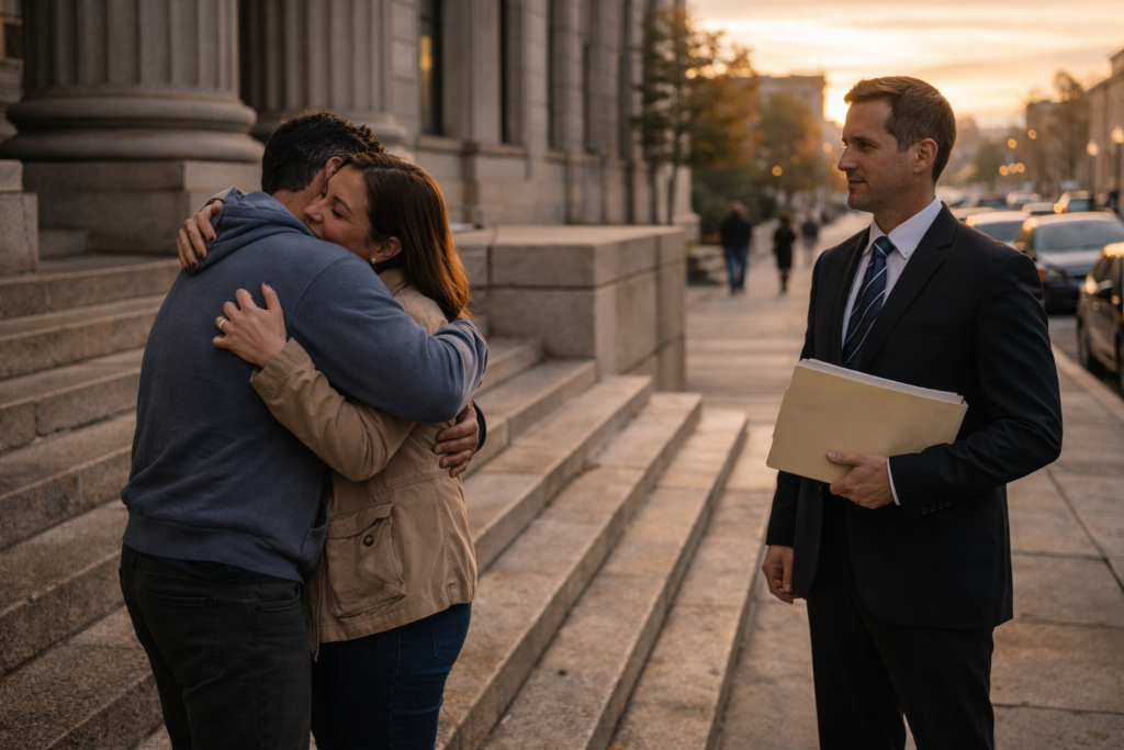 Embrace in the golden morning light