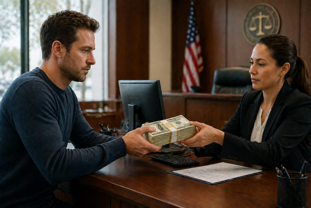 Serious exchange in a courtroom setting